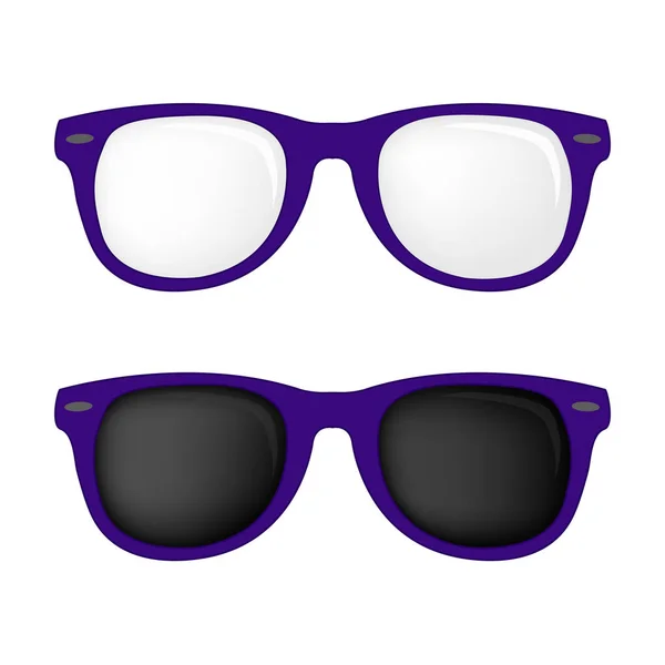 Hipster 바이올렛 색 안경 및 선글라스 고립 된 벡터 세트 — 스톡 벡터