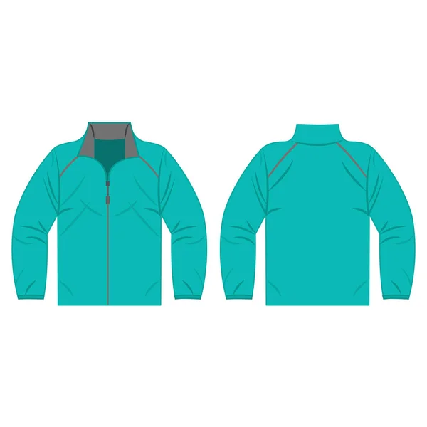 Turquoise herfst-, voorjaar jas geïsoleerde vector voor- en achterkant voor bevordering reclame — Stockvector