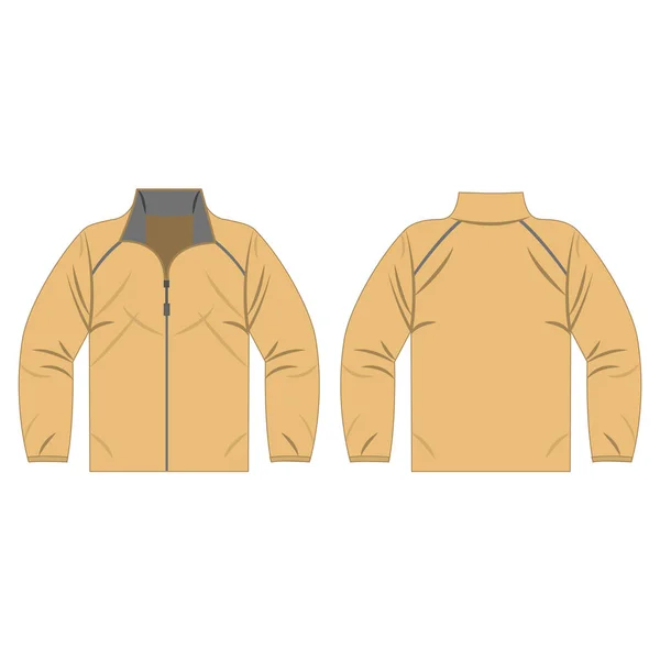 Világos barna, sárgásbarna őszi, tavaszi kabát elszigetelt vektor elülső és hátulsó, a promóciós reklám — Stock Vector