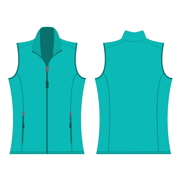 Turkooise kleur herfst fleece vest geïsoleerde vector op de witte achtergrond — Stockvector