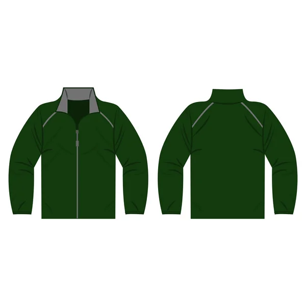 Zöld őszi, tavaszi kabát elszigetelt vektor elülső és hátulsó, a promóciós reklám — Stock Vector