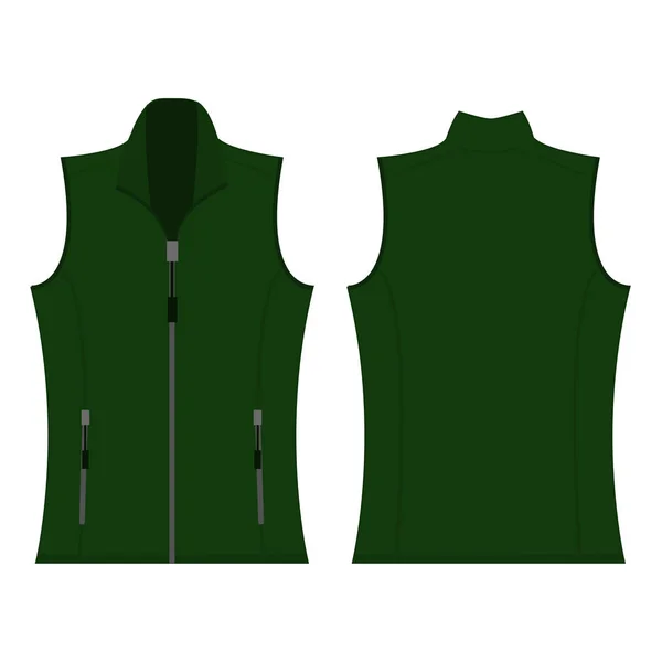 Gilet polaire d'automne de couleur verte vecteur isolé sur le fond blanc — Image vectorielle