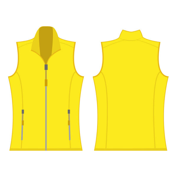 yellow color autumn fleece vest isolated vector on the white background