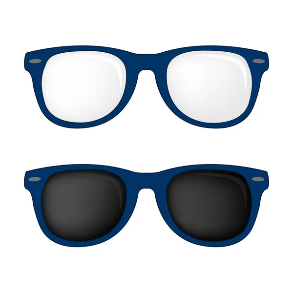 Hipster 파란색 안경 및 선글라스 고립 된 벡터 세트 — 스톡 벡터