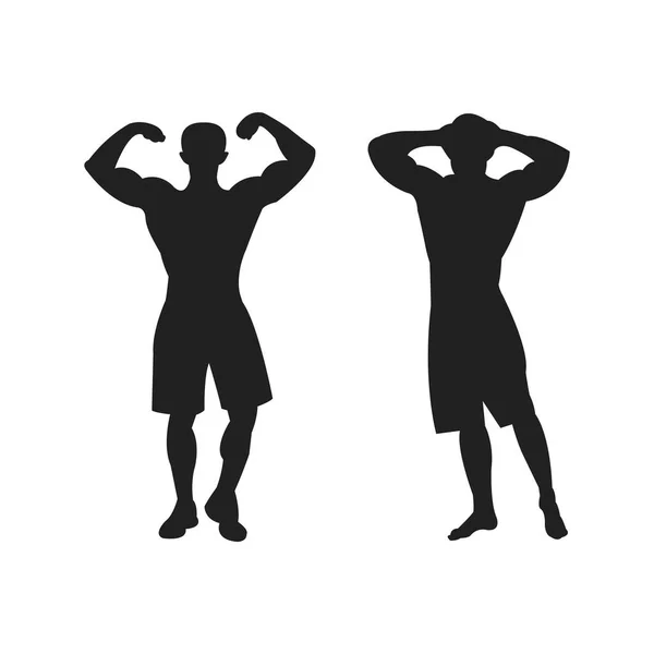 Body builder sport athlétique icône vectoriel ensemble — Image vectorielle