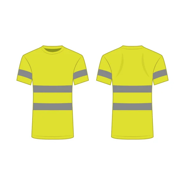 Shirt Segurança Reflexiva Amarela Para Pessoas Vetor Isolado Frente Verso —  Vetores de Stock