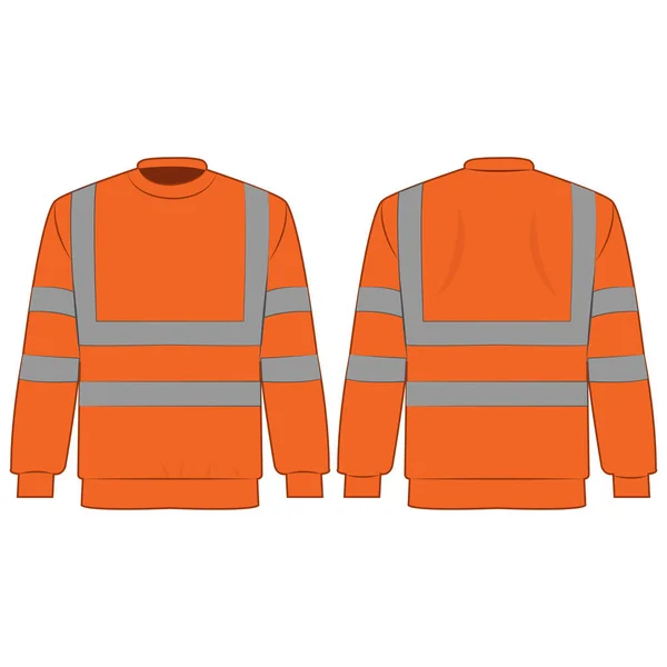 Sweat Shirt Orange Haute Visibilité Vecteur Isolé Sur Fond Blanc — Image vectorielle