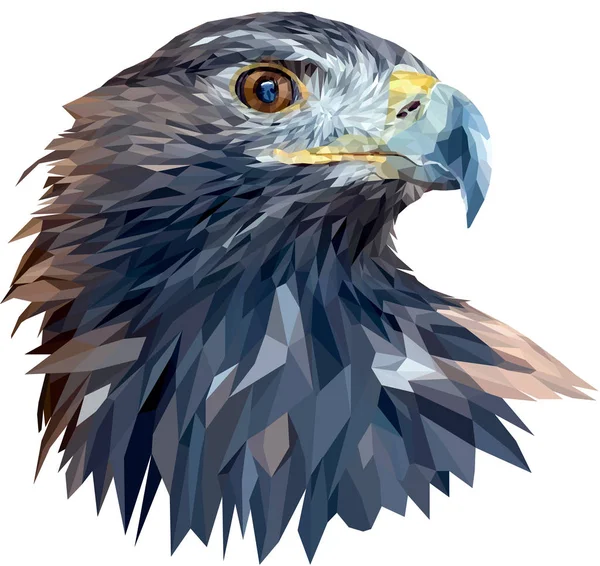 The head of a golden eagle close-up. Vector. Polygonal graphics. — 스톡 벡터