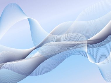 Abstract blue wavy background. Light air waves pass through the entire background. 3D Vector.