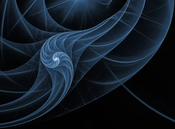 Черном Фоне Синяя Спираль Уходят Лучи Спираль Похожа Медузу Щупальцами — стоковое фото