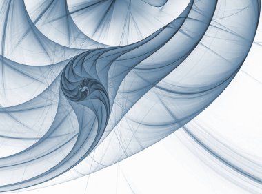 Mavi şeffaf spiral ve kenarlarında ışınlar var. Bilgisayar tarafından oluşturulan tek renkli soyut arkaplan.
