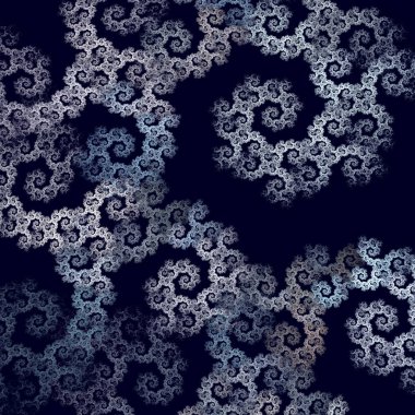 Değişik boyutlarda spiraller. Tek renkli soyut fraktal arkaplan. 3d oluşturma.