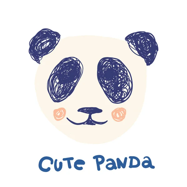 Visage de mignon panda et lettrage pour enfants et adultes vêtements imprime écran — Image vectorielle