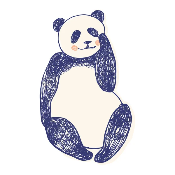 Mignon panda assis et joues touchantes pour enfants et adultes impression de vêtements écran — Image vectorielle