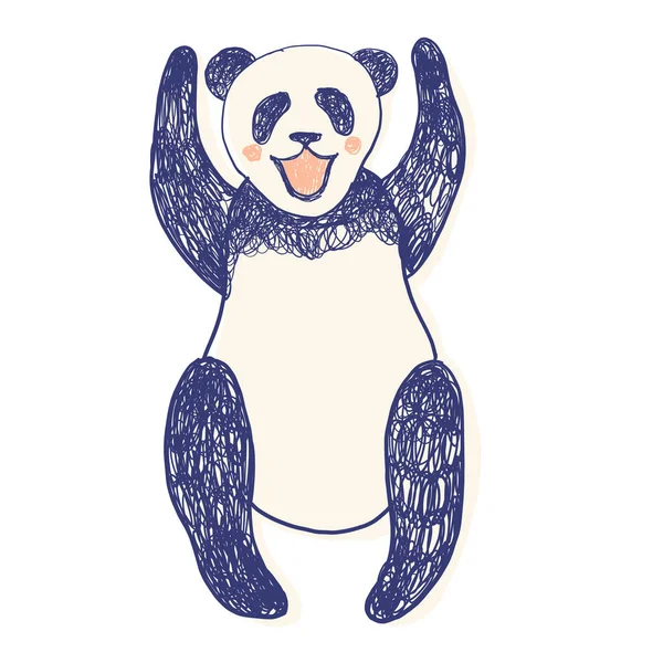 Mignon panda rester les mains en l'air pour les enfants et les adultes vêtements imprime écran — Image vectorielle