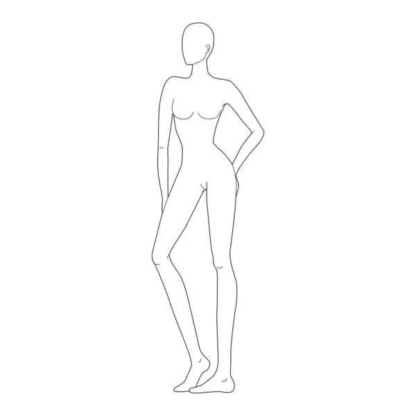 Fashion template of lady in standing pose. — ストックベクタ
