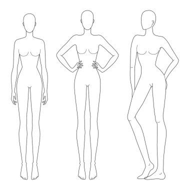 Farklı pozlardaki kadınların moda tasvirleri.. 