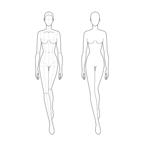 Fashion template of walking lady. — ストックベクタ