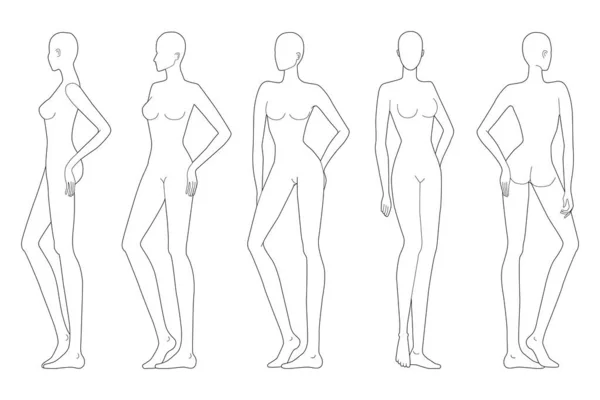 Fashion template of standing lady. — ストックベクタ