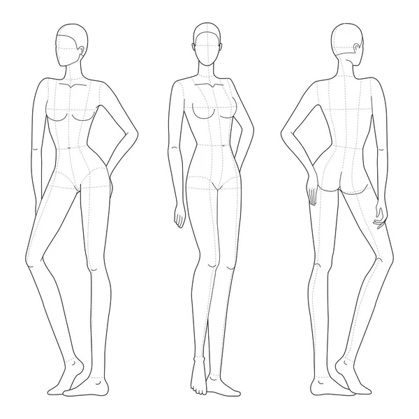 Fashion template of women in standing poses. — Stock Vector