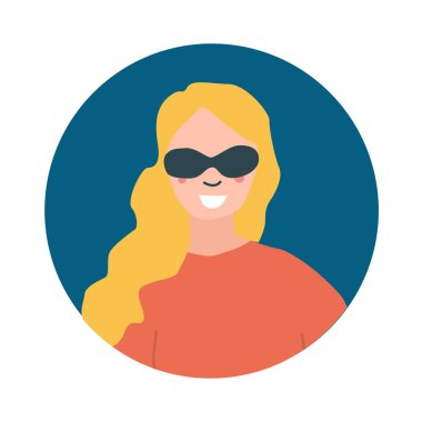 Düz şekilli renkli kadın yüz dairesi