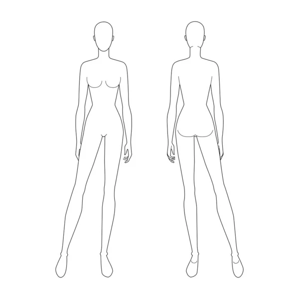 Fashion template of standing women. — Stock Vector