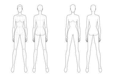 Fashion template of standing women.  clipart