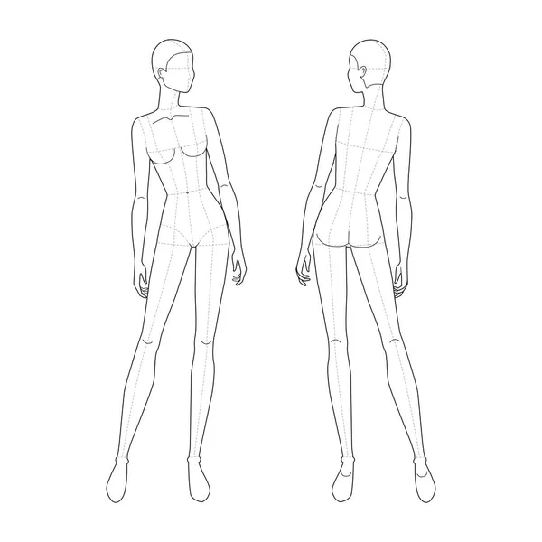 Fashion template of standing women. — Stock Vector