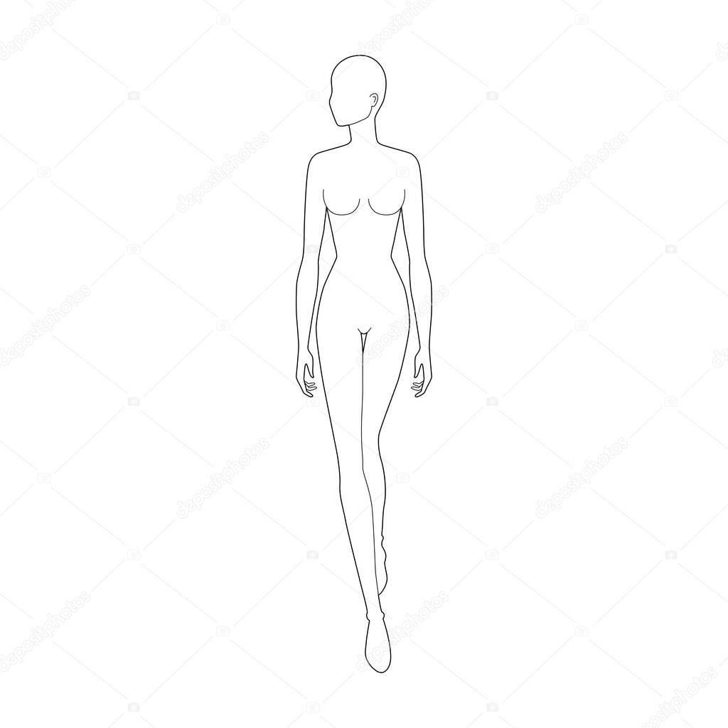 Fashion template of walking women. 