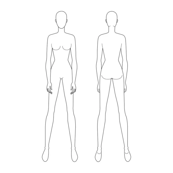Fashion template of standing women. — Stock Vector