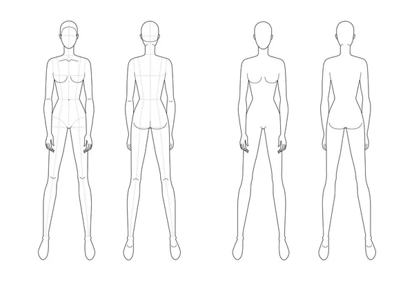 Mode mall för stående kvinnor. — Stock vektor