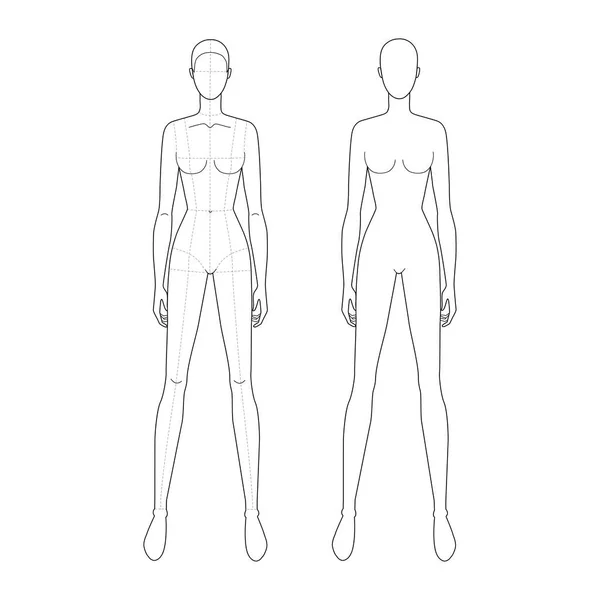 Modèle de mode de femmes debout dans différentes poses . — Image vectorielle