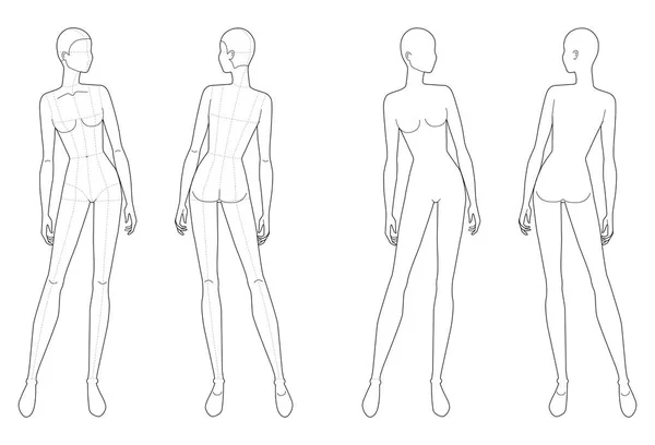 Modeschablone stehender Frauen. — Stockvektor