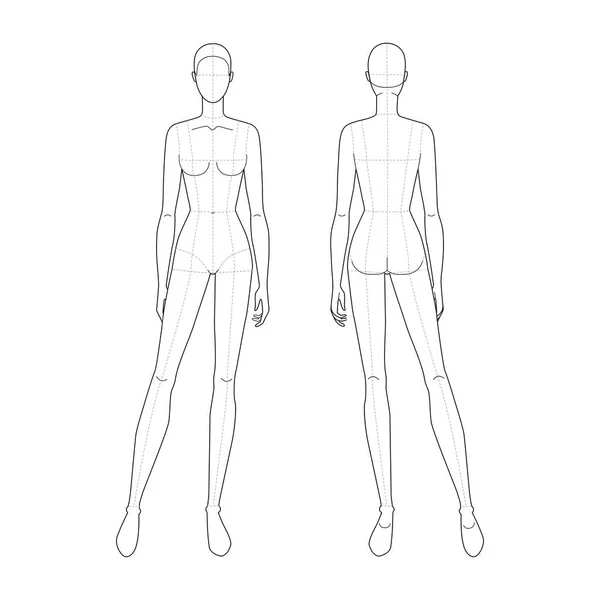 Fashion template of standing women. — Stock Vector