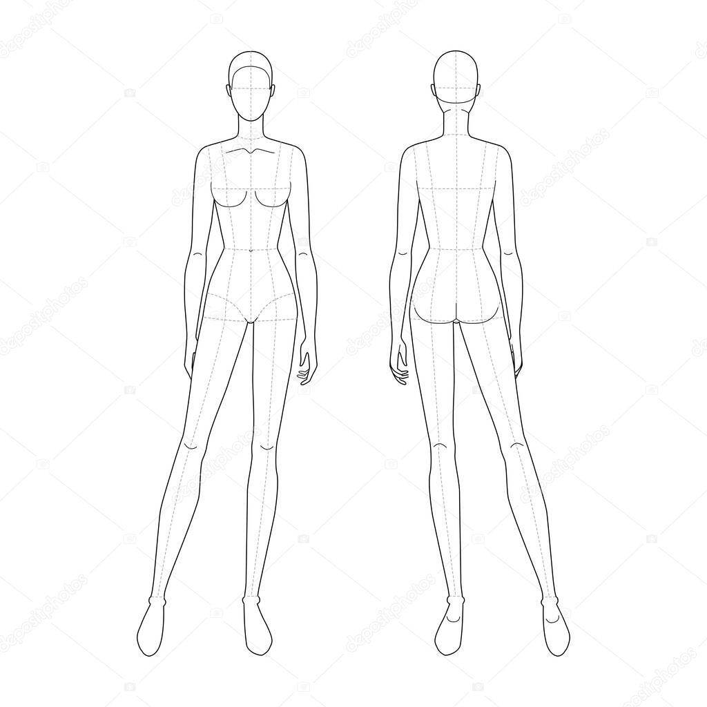 Fashion template of standing women. 