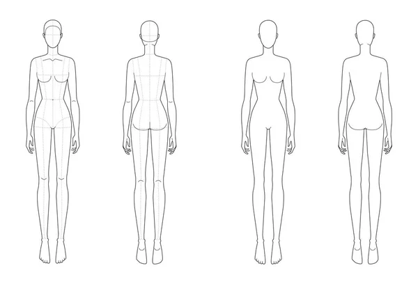 Modeschablone stehender Frauen. — Stockvektor