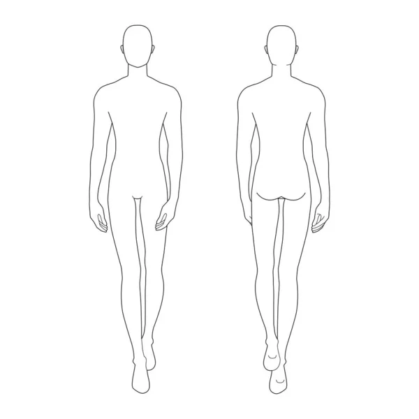 Mode sjabloon van wandelende mannen. — Stockvector