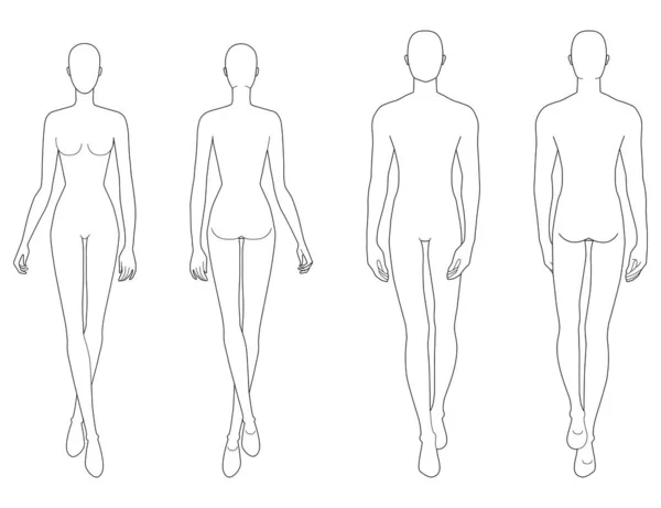 Fashion template of walking men and women. — Wektor stockowy