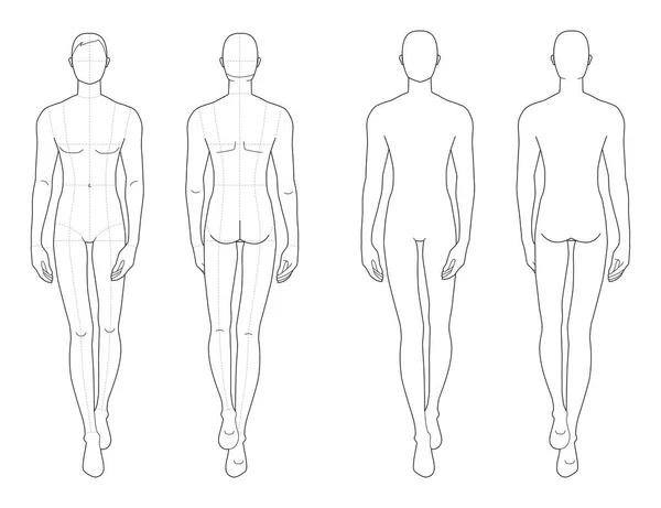 걷는 남자들의 모양. — 스톡 벡터