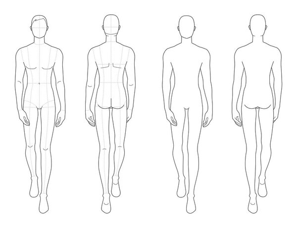 Fashion template of walking men. 