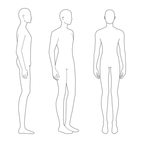 Fashion template of standing men. 