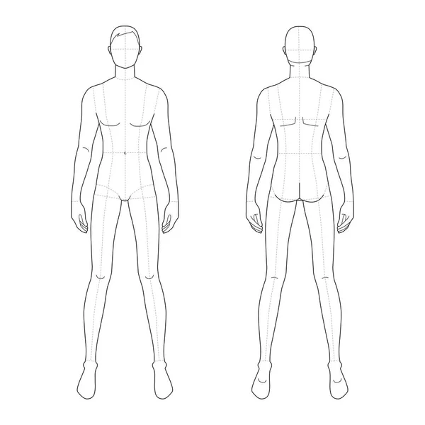 Modeschablone stehender Männer. — Stockvektor