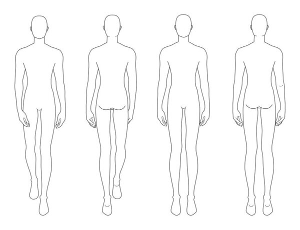 Fashion template of standing and walking men. 