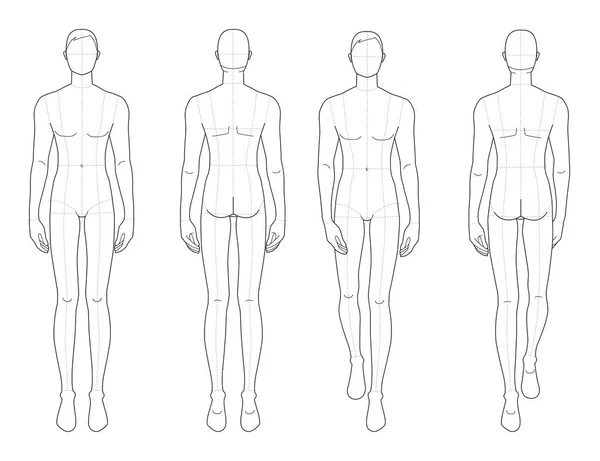 Modèle de mode des hommes debout et de marche . — Image vectorielle