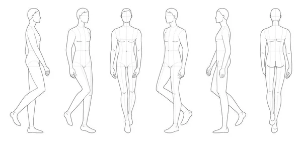 Modelo de moda de homens ambulantes . —  Vetores de Stock