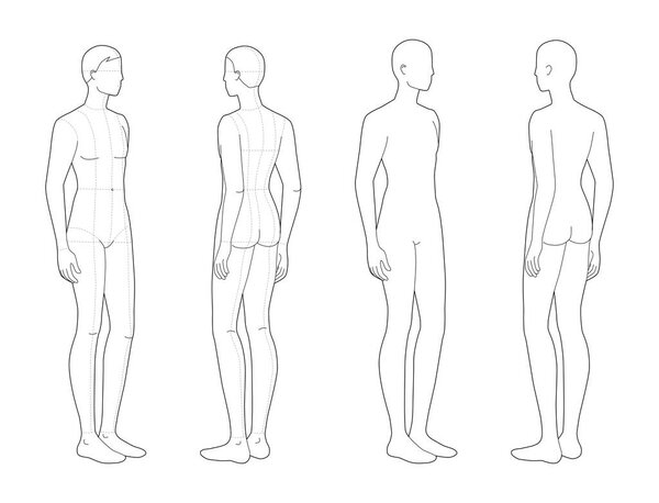 Fashion template of 4 standing men. 