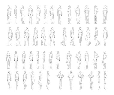 50 kadın ve erkeğin moda tasarımı. 