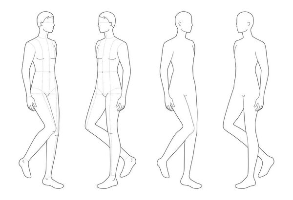 Fashion template of walking men. 