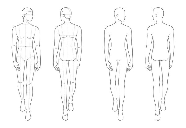 Fashion template of walking men. 