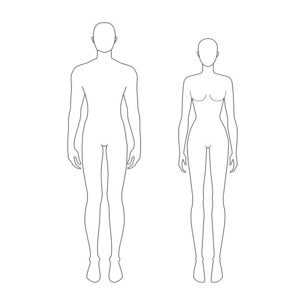 Fashion template of standing men and women. 
